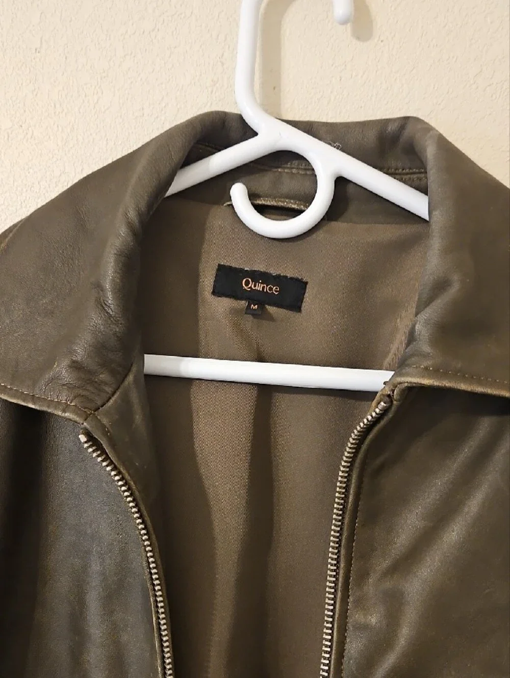 Quince Oversized Leather Bomber Jacket For Women In Distressed Brown Size Medium - Picture 2 of 9